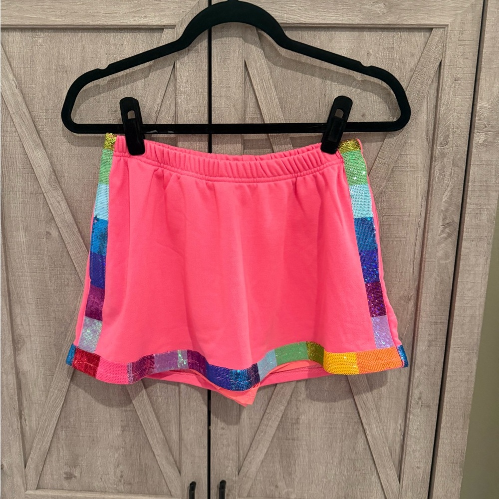 Queen Of Sparkles pink with rainbow trim skirt